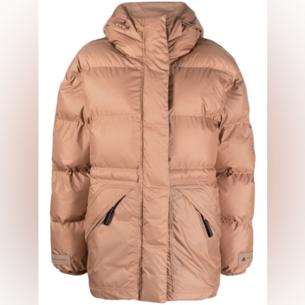 Adidas by Stella McCartney Tan Hooded Puffer Jacket, Size Small
